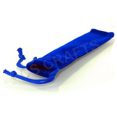 Velvet Draw String Pen Pouch - Blue