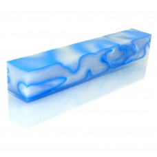 White with Light Blue - Acrylic Pen Blank