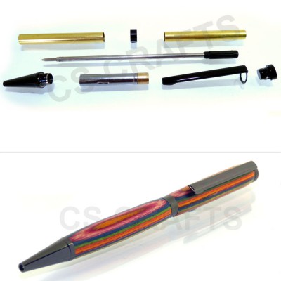 Black Chrome Slimline Pen Kit, Single Kit